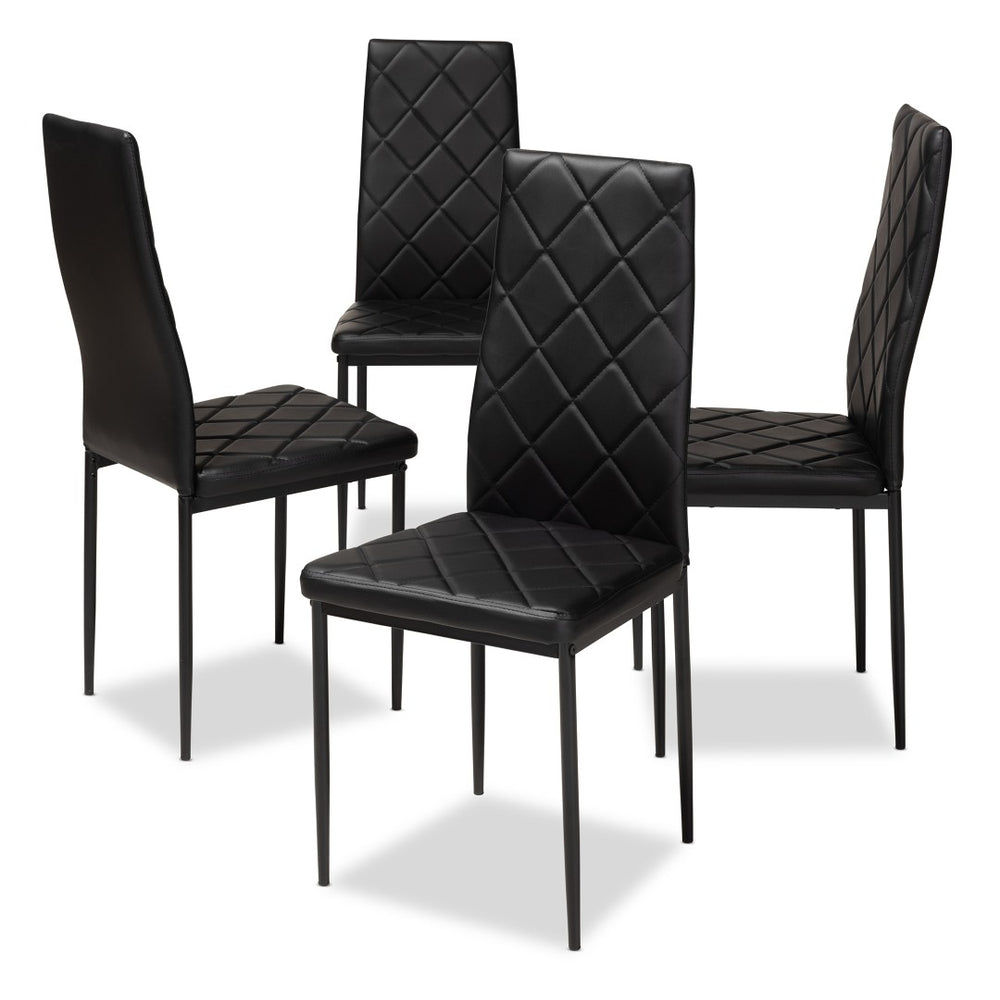 Baxton Studio Baxton Modern Faux Leather Dining Chair Set of 4 - Stylish, Comfortable, and Versatile Seating Solution 112157-4-Black