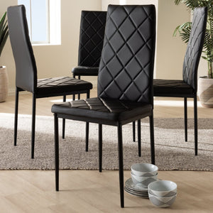 Baxton Studio Baxton Modern Faux Leather Dining Chair Set of 4 - Stylish, Comfortable, and Versatile Seating Solution 112157-4-Black