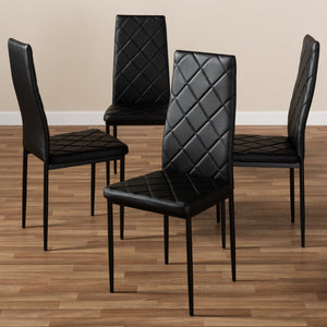 Baxton Studio Baxton Modern Faux Leather Dining Chair Set of 4 - Stylish, Comfortable, and Versatile Seating Solution 112157-4-Black