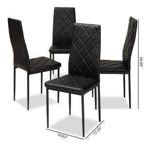 Baxton Studio Baxton Modern Faux Leather Dining Chair Set of 4 - Stylish, Comfortable, and Versatile Seating Solution 112157-4-Black