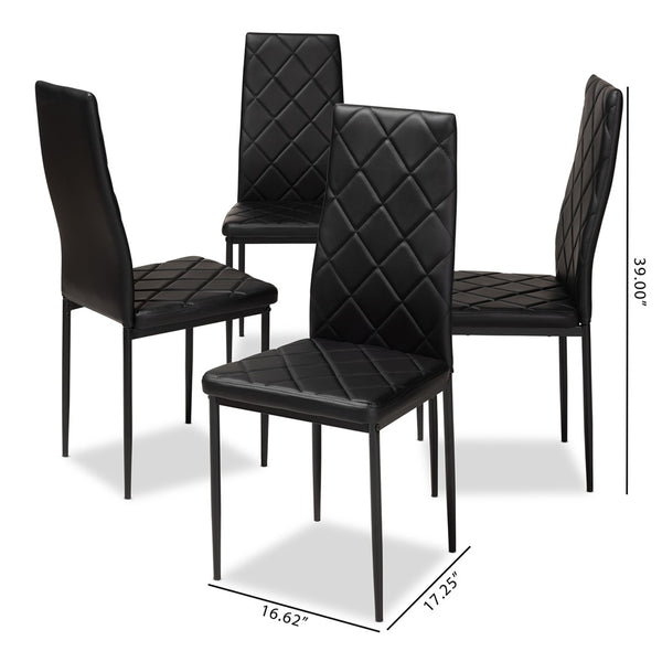 Baxton Studio Baxton Modern Faux Leather Dining Chair Set of 4 - Stylish, Comfortable, and Versatile Seating Solution 112157-4-Black