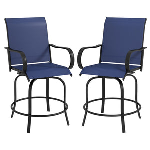English Elm Outsunny 360° Swivel Outdoor Bar Stools - Set Of 2 Navy Blue Steel Frame Chairs For Patio Comfort W2225P174464-GIGA