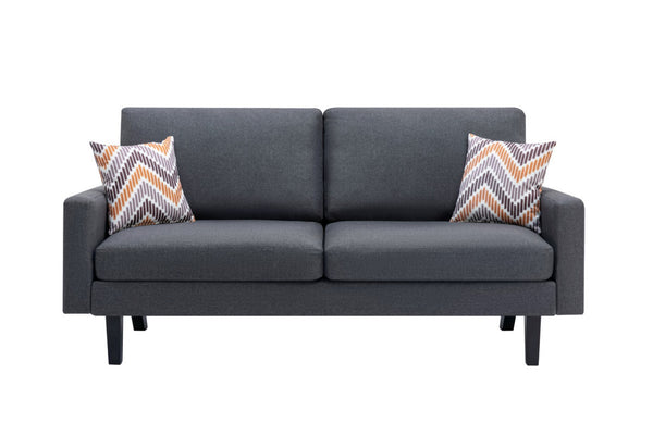 English Elm Bahamas Linen Sofa and Chair Set with Solid Wood Legs for Contemporary Living Rooms Dark Gray B061S00658