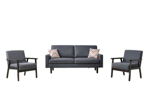 English Elm Bahamas Linen Sofa and Chair Set with Solid Wood Legs for Contemporary Living Rooms B061S00661