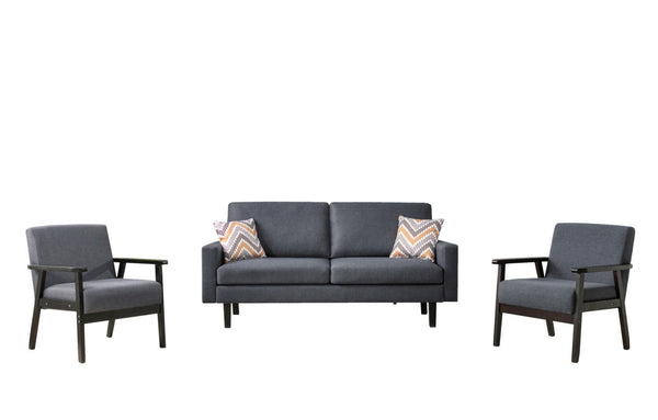 English Elm Bahamas Linen Sofa and Chair Set with Solid Wood Legs for Contemporary Living Rooms B061S00661