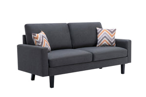 English Elm Bahamas Linen Sofa and Chair Set with Solid Wood Legs for Contemporary Living Rooms Dark Gray B061S00658
