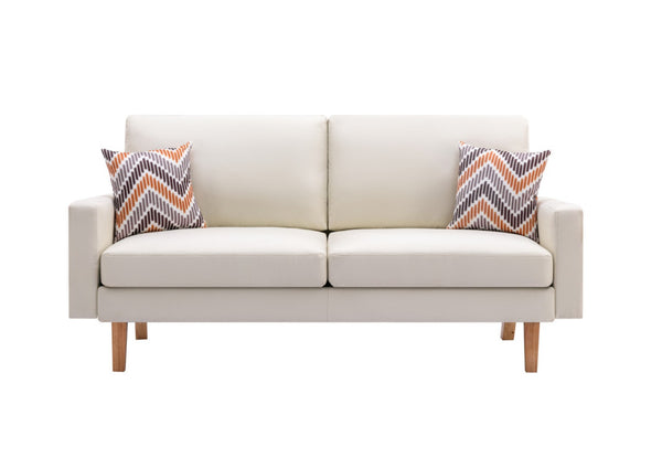 English Elm Bahamas Linen Sofa and Chair Set with Solid Wood Legs for Contemporary Living Rooms Beige B061S00660
