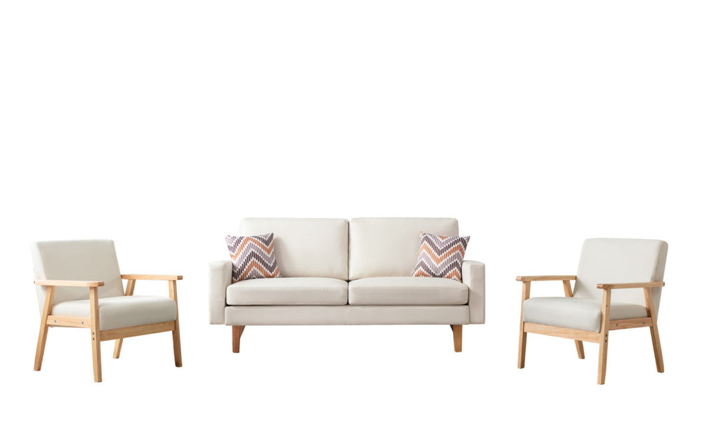 English Elm Bahamas Linen Sofa and Chair Set with Solid Wood Legs for Contemporary Living Rooms B061S00663