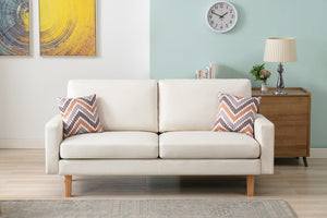 English Elm Bahamas Linen Sofa and Chair Set with Solid Wood Legs for Contemporary Living Rooms B061S00663