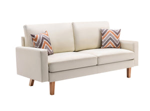 English Elm Bahamas Linen Sofa and Chair Set with Solid Wood Legs for Contemporary Living Rooms Beige B061S00660