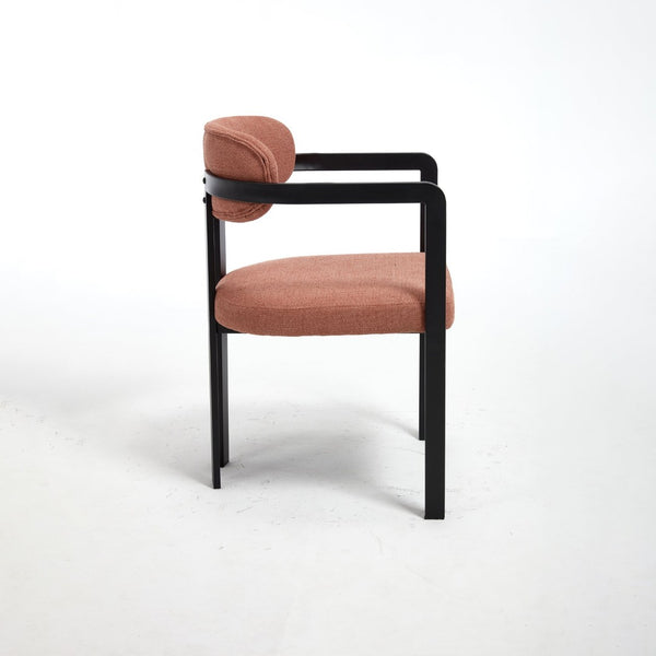 English Elm Modern Tufted Boucle Dining Chairs Set of 2 with Curved Back and Matte Metal Legs Orange W3244P337419