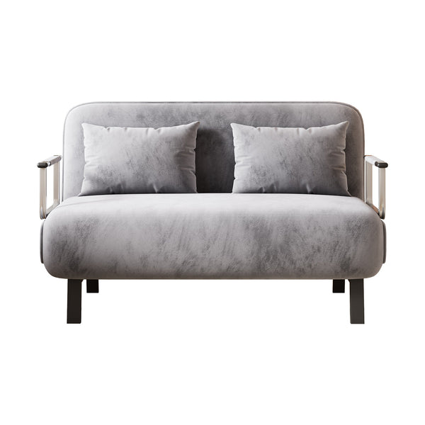 English Elm 39″ Convertible Chair Bed with Adjustable Backrest & Pillow, Steel-Frame Sleeper Chair for Small Spaces Comfortable Multifunctional Lounge Sofa LIGHT GREY W1767P192812