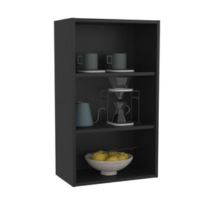 English Elm Eco 36" High Open 3-Tier Wall Cabinet with Durable Particleboard Shelves for Multi-Room Storage and Display Black 20.6 L x 66 W x 9 H B200P253725