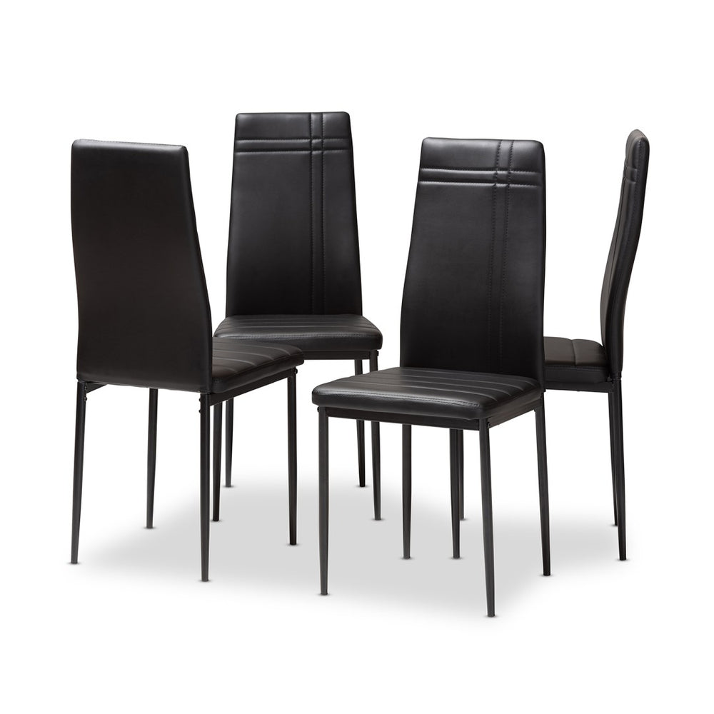 Baxton Studio Baxton Matiese Modern Dining Chairs Set of 4 - Sleek Black Faux Leather with Comfortable Design 112157-6-Black
