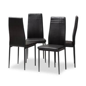 Baxton Studio Baxton Matiese Modern Dining Chairs Set of 4 - Sleek Black Faux Leather with Comfortable Design 112157-6-Black