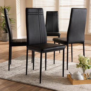 Baxton Studio Baxton Matiese Modern Dining Chairs Set of 4 - Sleek Black Faux Leather with Comfortable Design 112157-6-Black