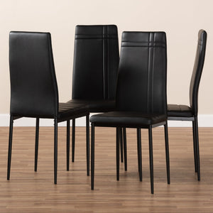 Baxton Studio Baxton Matiese Modern Dining Chairs Set of 4 - Sleek Black Faux Leather with Comfortable Design 112157-6-Black