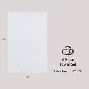 JLA Home Madison Park - 100% Cotton Diagonal Ribbed Hand Towel — Plush Zero-Twist 506 GSM Quick-Dry Luxury for Home Spa White MP73-8858