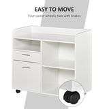 English Elm Vinsetto Filing Cabinet Printer Stand Mobile Lateral File Cabinet With 2 Drawers, 3 Open Storage Shelves For Home Office Organization, White