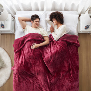 JLA Home Beautyrest - Blanket Beautyrest Heated Electric Throw with Secure Comfort, Reversible Plush, 20 Temps & Auto-Off Red BR54-0392