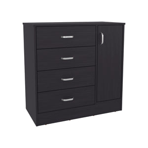 English Elm Katie Four Drawer One Door Dresser in Dark Kronos Wengue – Compact Vertical Storage, Smooth-Glide Drawers, Multifunctional Organizer B200P335356