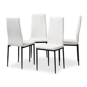Baxton Studio Baxton Studio Matiese Set of 4 Sleek White Faux Leather Dining Chairs for Modern Spaces and Comfort 112157-6-White
