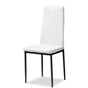 Baxton Studio Baxton Studio Matiese Set of 4 Sleek White Faux Leather Dining Chairs for Modern Spaces and Comfort 112157-6-White