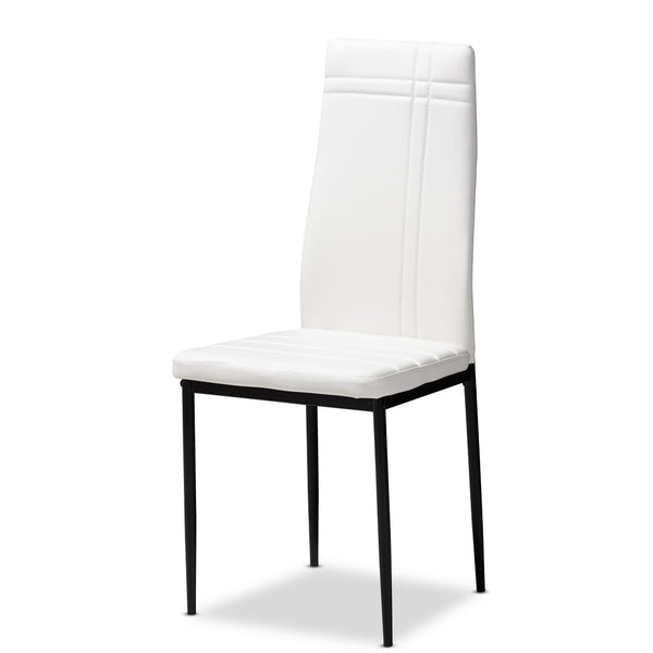 Baxton Studio Baxton Studio Matiese Set of 4 Sleek White Faux Leather Dining Chairs for Modern Spaces and Comfort 112157-6-White