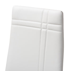 Baxton Studio Baxton Studio Matiese Set of 4 Sleek White Faux Leather Dining Chairs for Modern Spaces and Comfort 112157-6-White