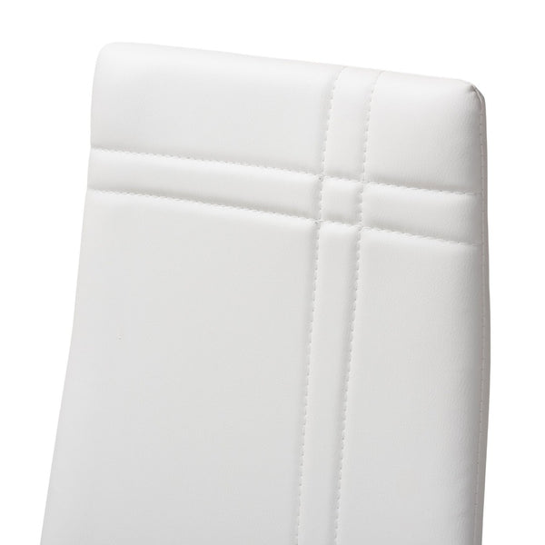 Baxton Studio Baxton Studio Matiese Set of 4 Sleek White Faux Leather Dining Chairs for Modern Spaces and Comfort 112157-6-White
