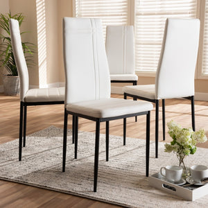 Baxton Studio Baxton Studio Matiese Set of 4 Sleek White Faux Leather Dining Chairs for Modern Spaces and Comfort 112157-6-White