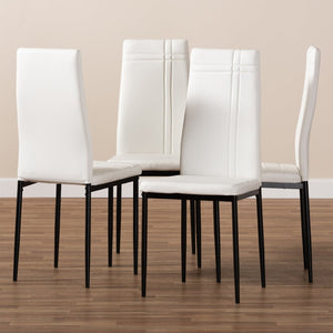 Baxton Studio Baxton Studio Matiese Set of 4 Sleek White Faux Leather Dining Chairs for Modern Spaces and Comfort 112157-6-White