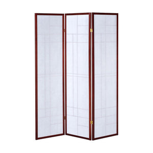 English Elm 3-Panel Cherry Shoji Room Divider Folding Screen with Warm Brown-Red Finish, Decorative Privacy Panel B016P381097