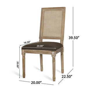 English Elm [set of 2] French Provincial Rubberwood Dining Chairs with Cane Back and Fluted Legs Brown N767P375346W