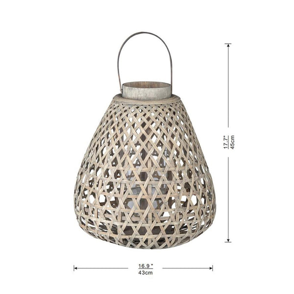 English Elm 16.9x16.9x17.7" Fir Wood Woven Lattice Candle Lantern Tapered Frame Porch Accent W2078P495660