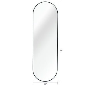 English Elm Black Pill Shaped 63x20in Full-Length Wall Mirror – 4mm HD Glass, Anti-Rust Aluminum Frame, Shatterproof W2203P230581