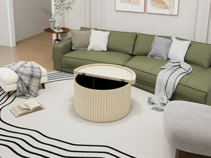 English Elm Coffee Table - Modern Round Accent Table With Flip-Top Design For Small Spaces & Living Rooms W688P248119