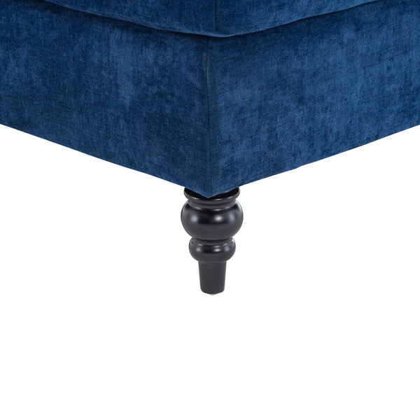 English Elm [New] Oversized Chaise Lounge Indoor Chenille Sleeper Recliner Armchair with Wide Foam Seat & Pillows Blue W2363S00084