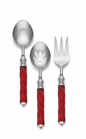 Lenox Holiday Spiral Red Handle Stainless Steel 3 Piece Serving Utensil Set for Festive Buffets 878975
