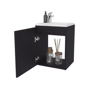 English Elm FM Modern Floating Bathroom Vanity with Integrated Sink and Soft-Close Door for Sleek Storage Wenge 24.4 L x 20.5 W x 11 H B128P293878