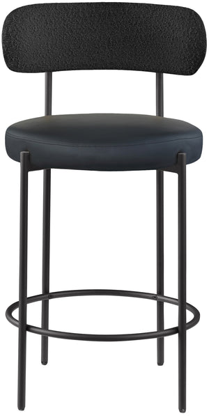 Beacon Black Vegan Leather Seat Stool 878Black-C Meridian Furniture