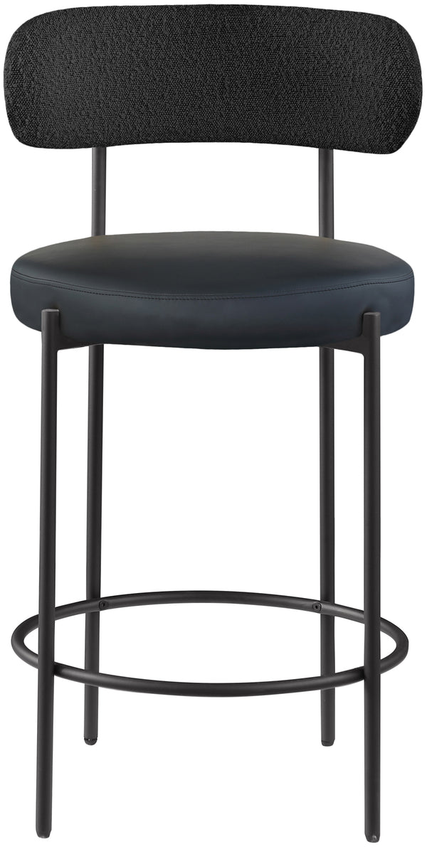 Beacon Black Vegan Leather Seat Stool 878Black-C Meridian Furniture