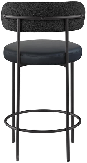 Beacon Black Vegan Leather Seat Stool 878Black-C Meridian Furniture