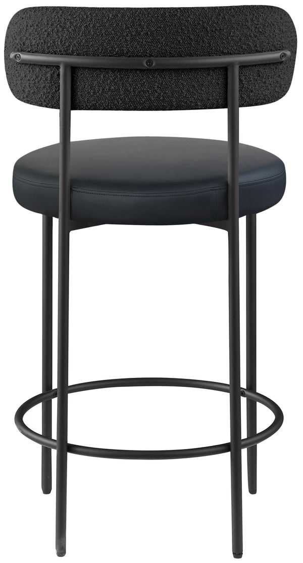 Beacon Black Vegan Leather Seat Stool 878Black-C Meridian Furniture