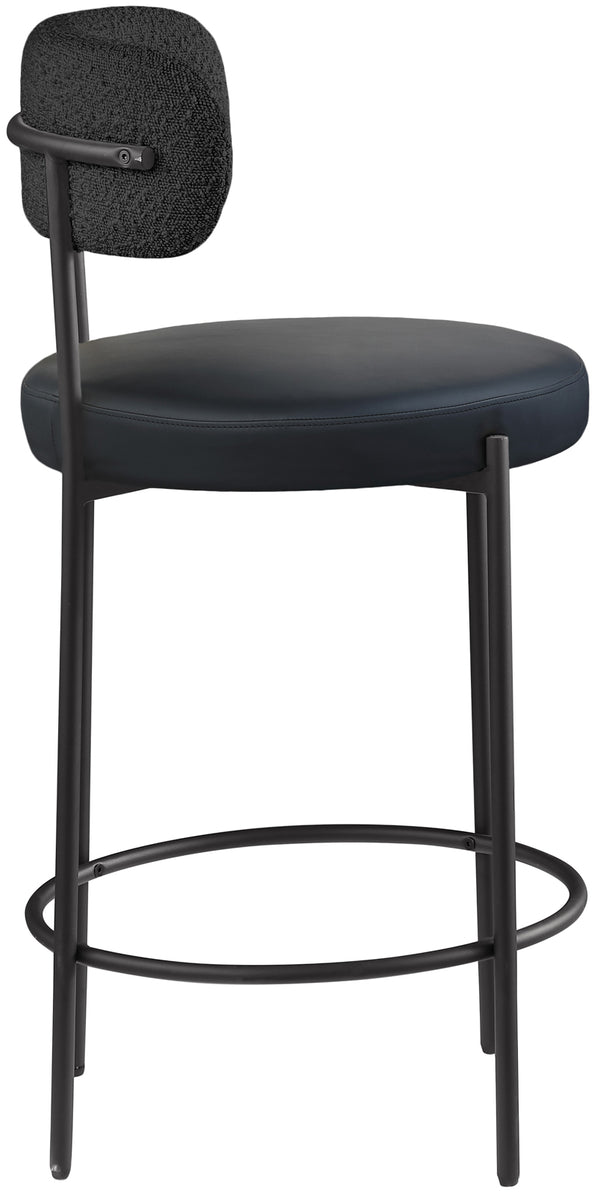 Beacon Black Vegan Leather Seat Stool 878Black-C Meridian Furniture