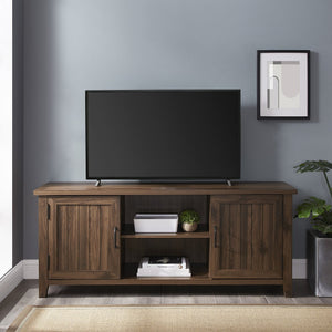 English Elm Walker Edison - Classic Grooved-Door TV Stand Dark Walnut — Durable MDF, Adjustable Shelves, Cord Management, Fits 65" TVs B185P169328