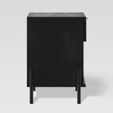 24" Reeded Wood 1 Drawer Nightstand Black PRSB4CBL2 Walker Edison