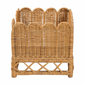English Elm Bohemian Natural Rattan Pet Bed with Scalloped Border and Removable Foam Cushion B2750P467819