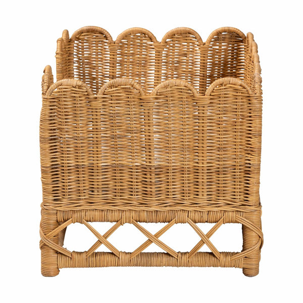 English Elm Bohemian Natural Rattan Pet Bed with Scalloped Border and Removable Foam Cushion B2750P467819
