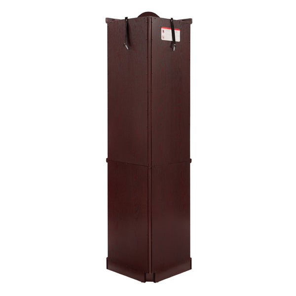 English Elm Glass Corner Curio Cabinet Lighted Dark Wood Display with Carved Crown Floral Detail Cherry W2275P292645
